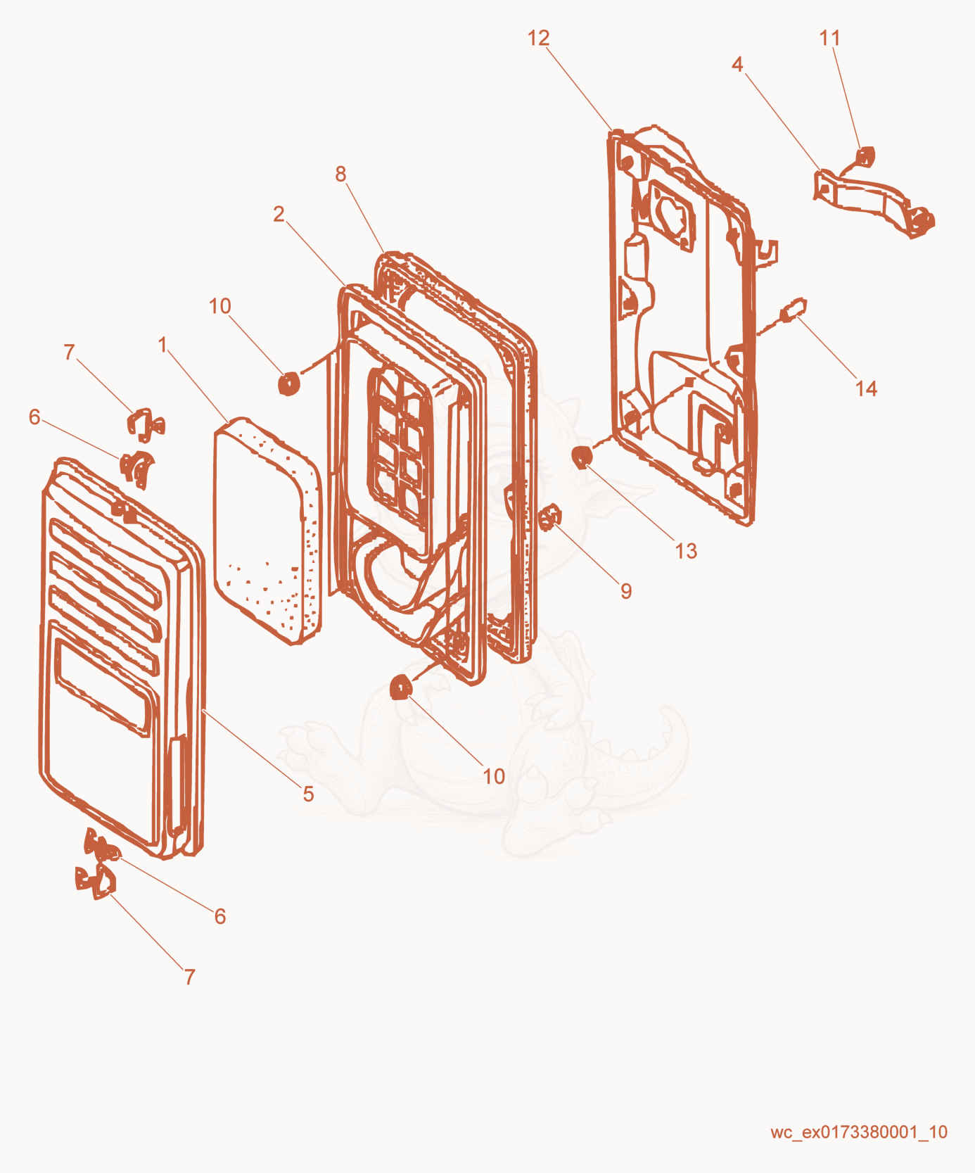 Exploded parts diagram of the Air Cleaner of a Wacker Neuson GPS6600A, with numbered balloons