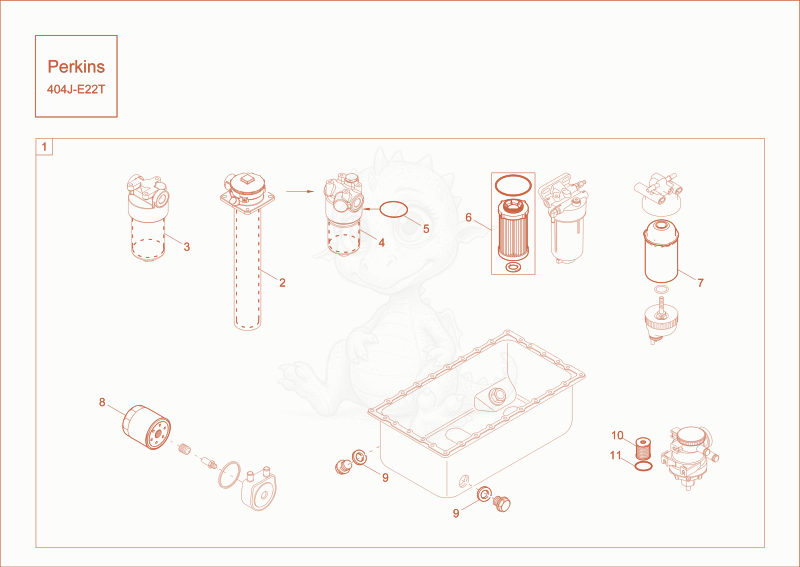 Exploded parts diagram of the maintenance package (1500h) (option) of a Wacker Neuson EW65, with numbered balloons