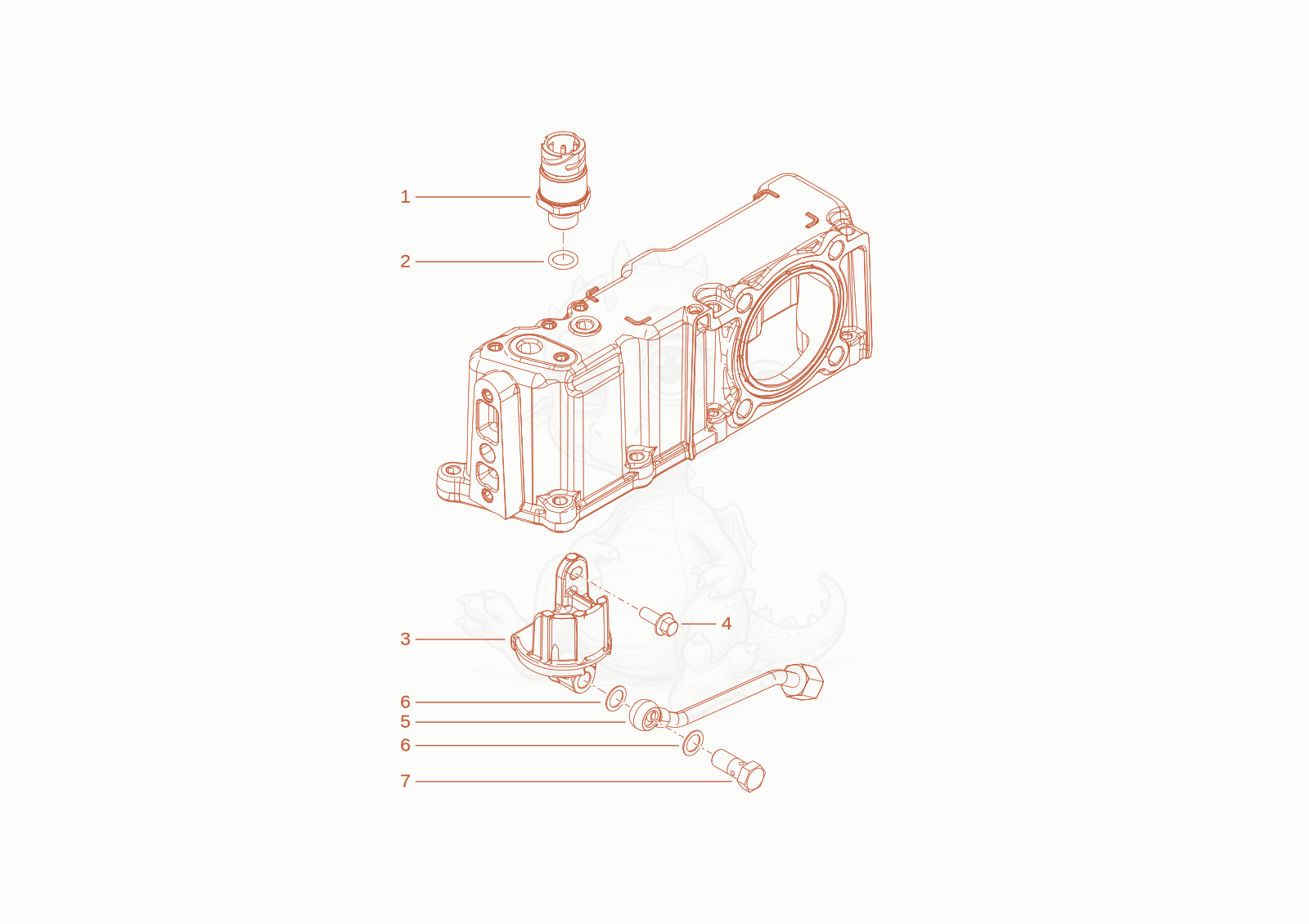 Exploded parts diagram of the pressure sensor of a Wacker Neuson WL34, with numbered balloons