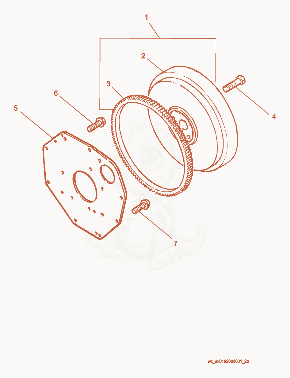 Exploded parts diagram of the Flywheel of a Wacker Neuson RD27-120, with numbered balloons