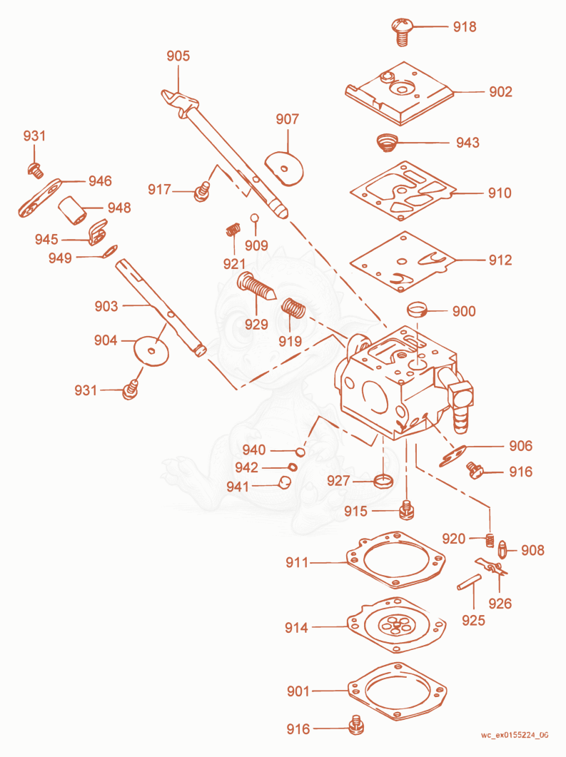 Exploded parts diagram of the Carburetor cpl. of a Wacker Neuson BS500-4, with numbered balloons
