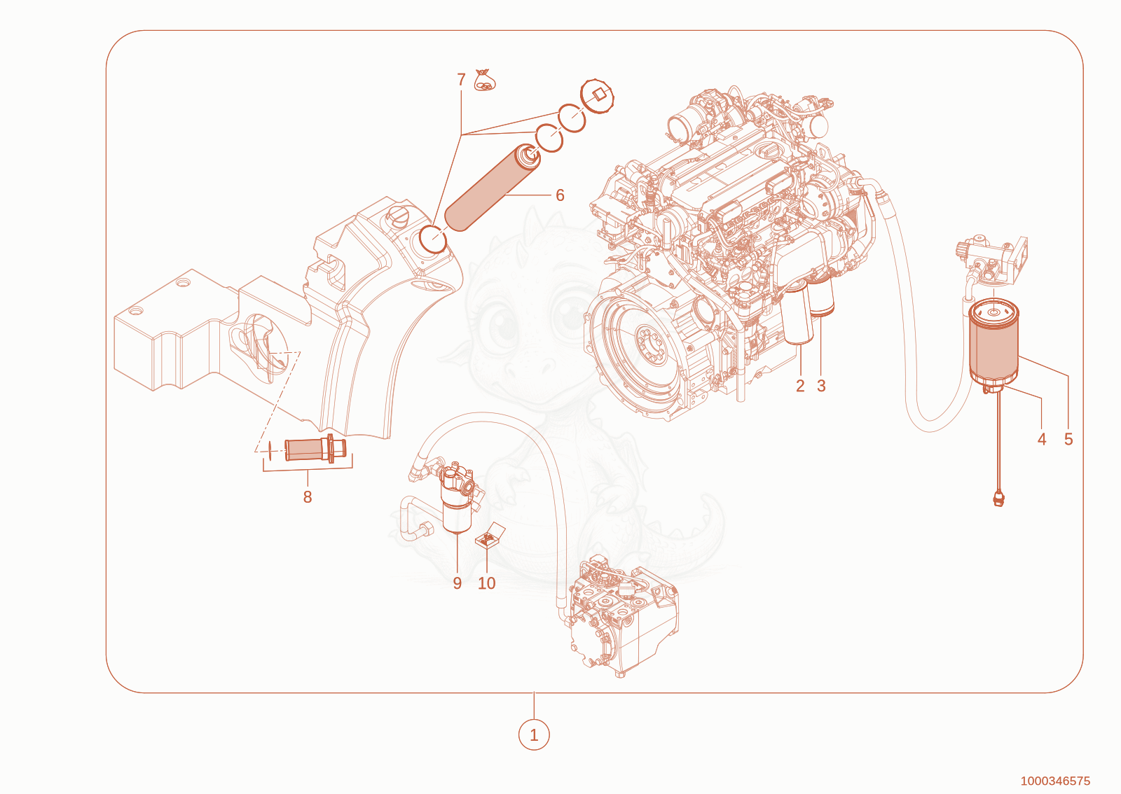 Exploded parts diagram of the maintenance kit of a Wacker Neuson TH755(416-04), with numbered balloons