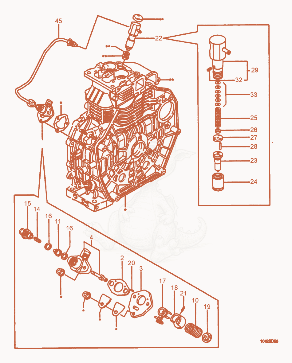 Exploded parts diagram of the Injection Pump/Valve of a Wacker Neuson PT3Y, with numbered balloons