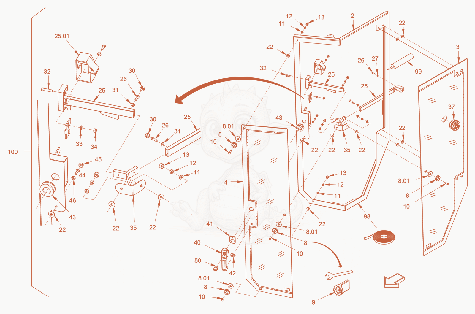 Exploded parts diagram of the Driver'S Cabin of a Wacker Neuson RD45-140, with numbered balloons