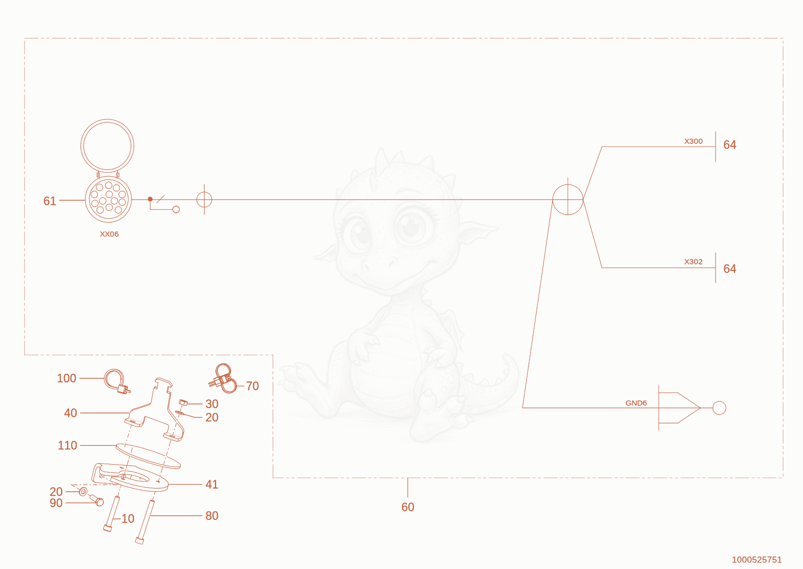Exploded parts diagram of the wiring harness of a Wacker Neuson WL28E(A10-01), with numbered balloons