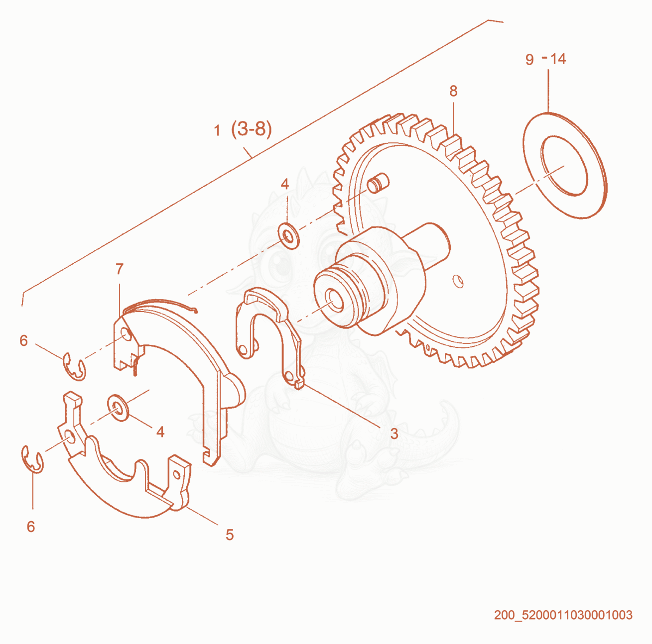 Exploded parts diagram of the Camshaft cpl. of a Wacker Neuson DS70, with numbered balloons