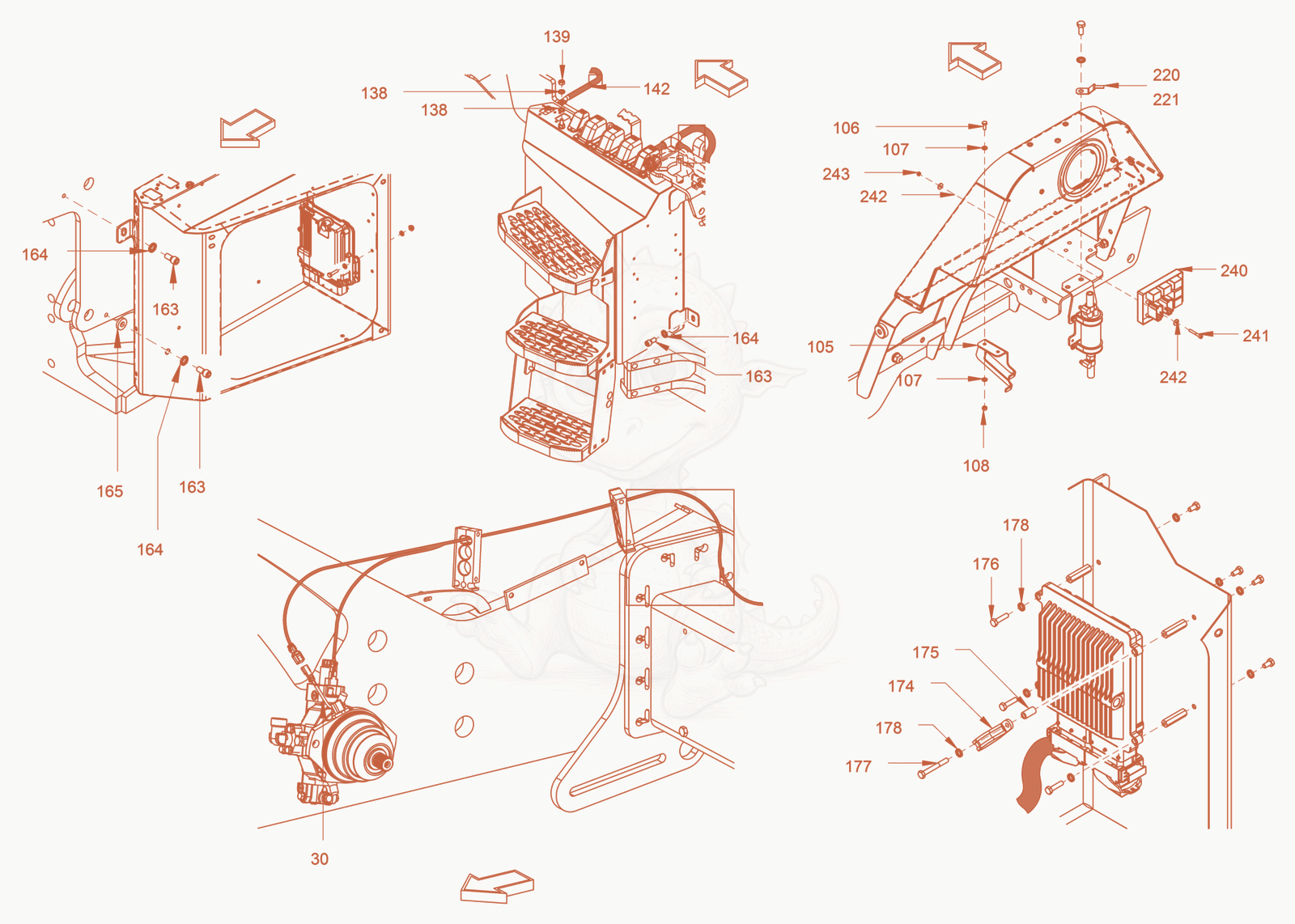 Exploded parts diagram of the electrical system of a Wacker Neuson RC110P, with numbered balloons
