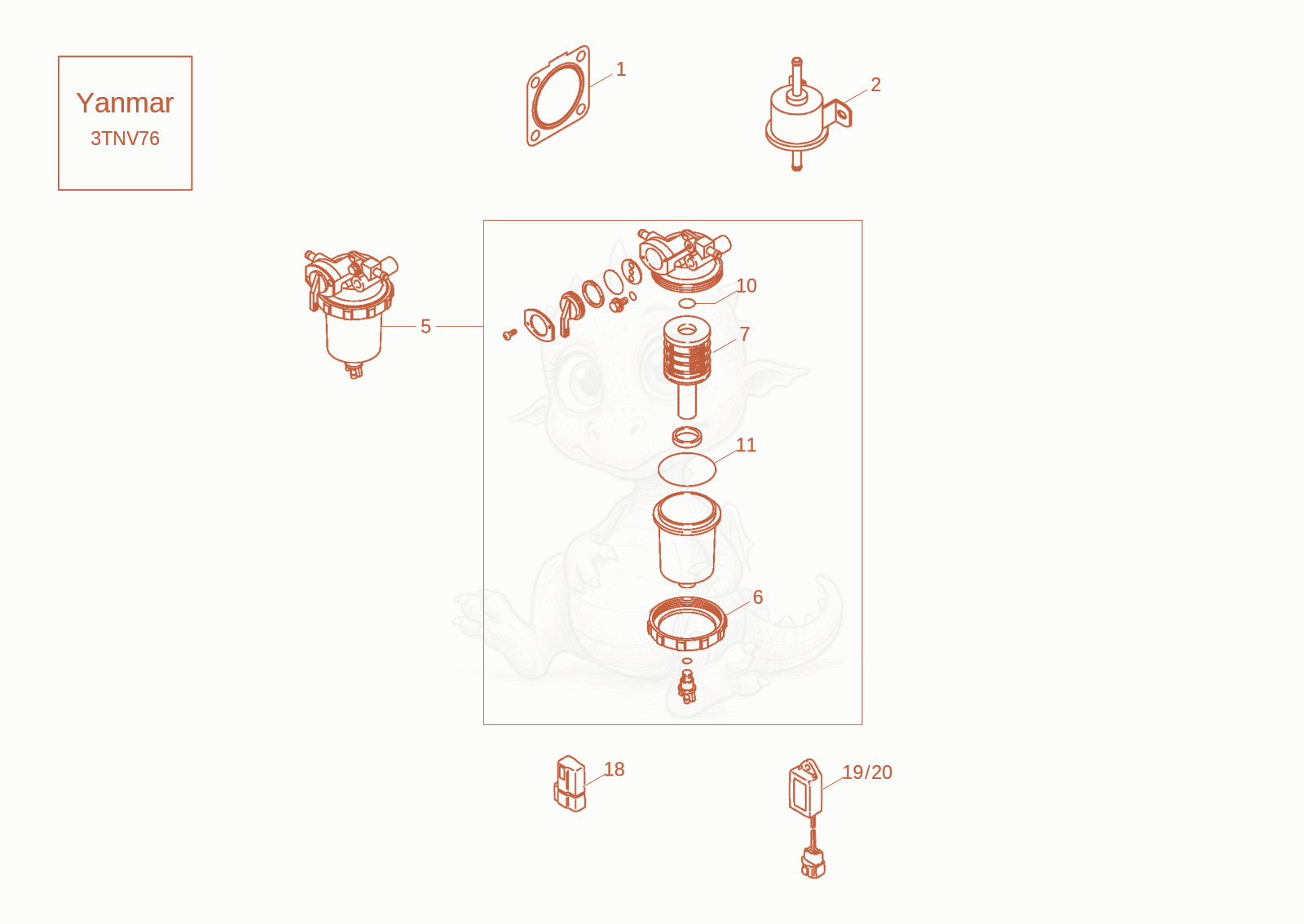 Exploded parts diagram of the Accessories of a Wacker Neuson DW20-2, with numbered balloons