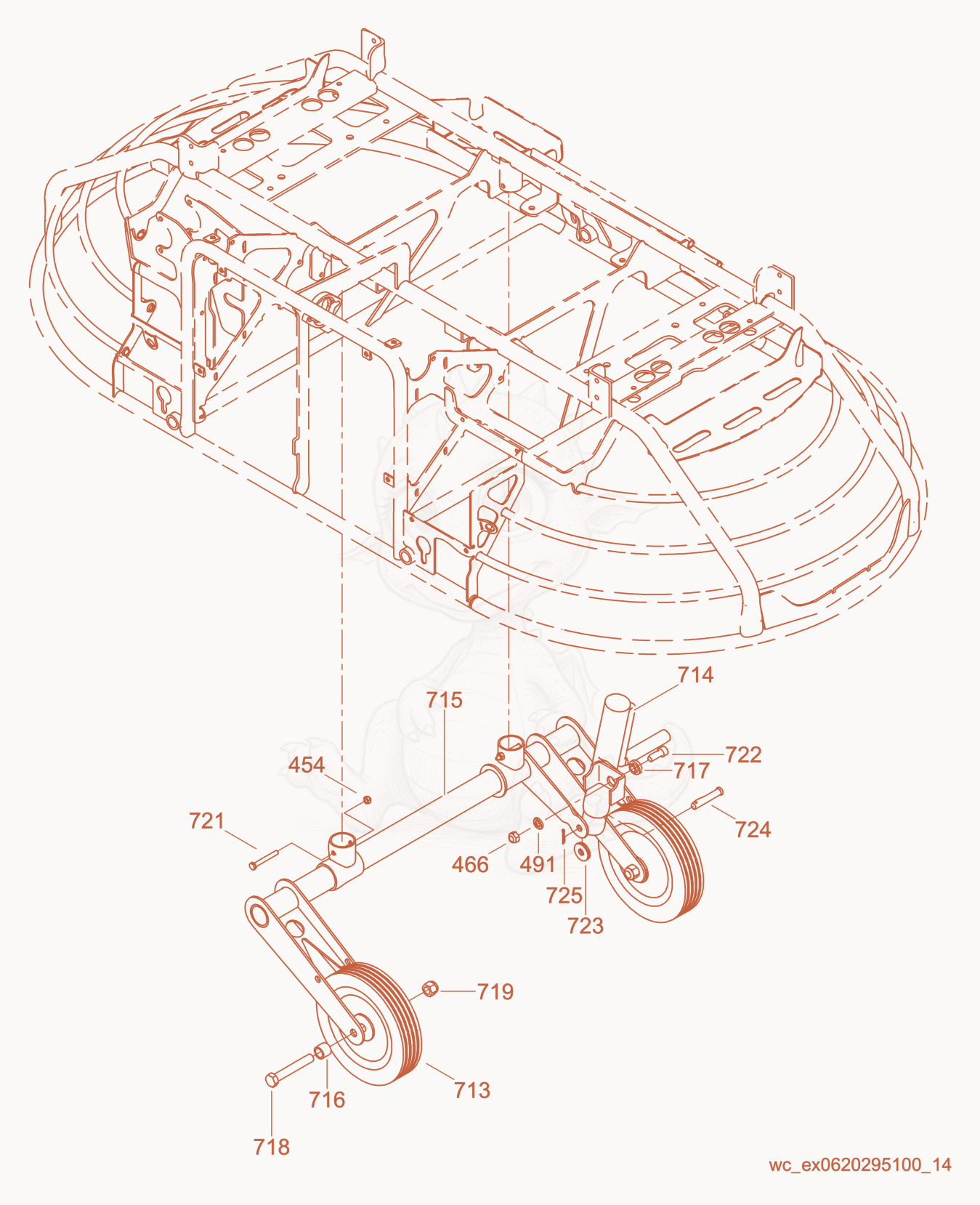 Exploded parts diagram of the Wheel Kit of a Wacker Neuson CRT36-25, with numbered balloons