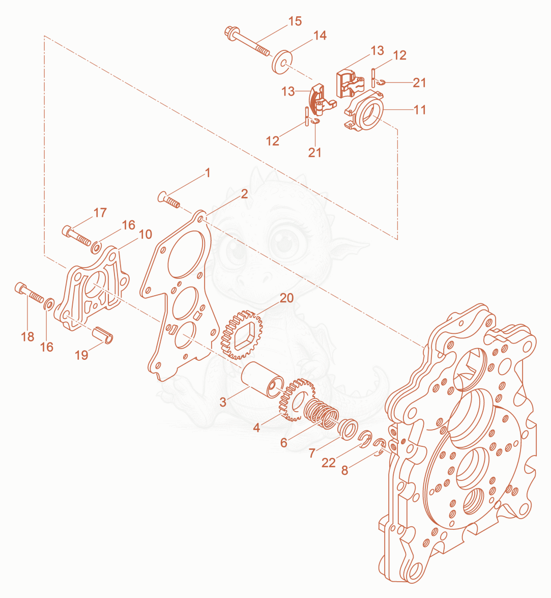 Exploded parts diagram of the Oil Pump-Governor of a Wacker Neuson DPU4045H, with numbered balloons