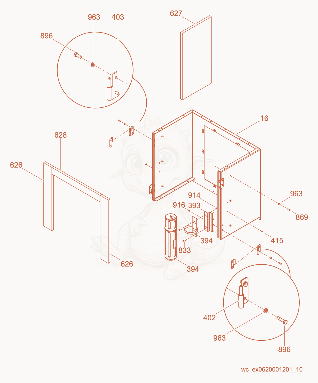 Exploded parts diagram of the Front Enclosure cpl. of a Wacker Neuson G70, with numbered balloons