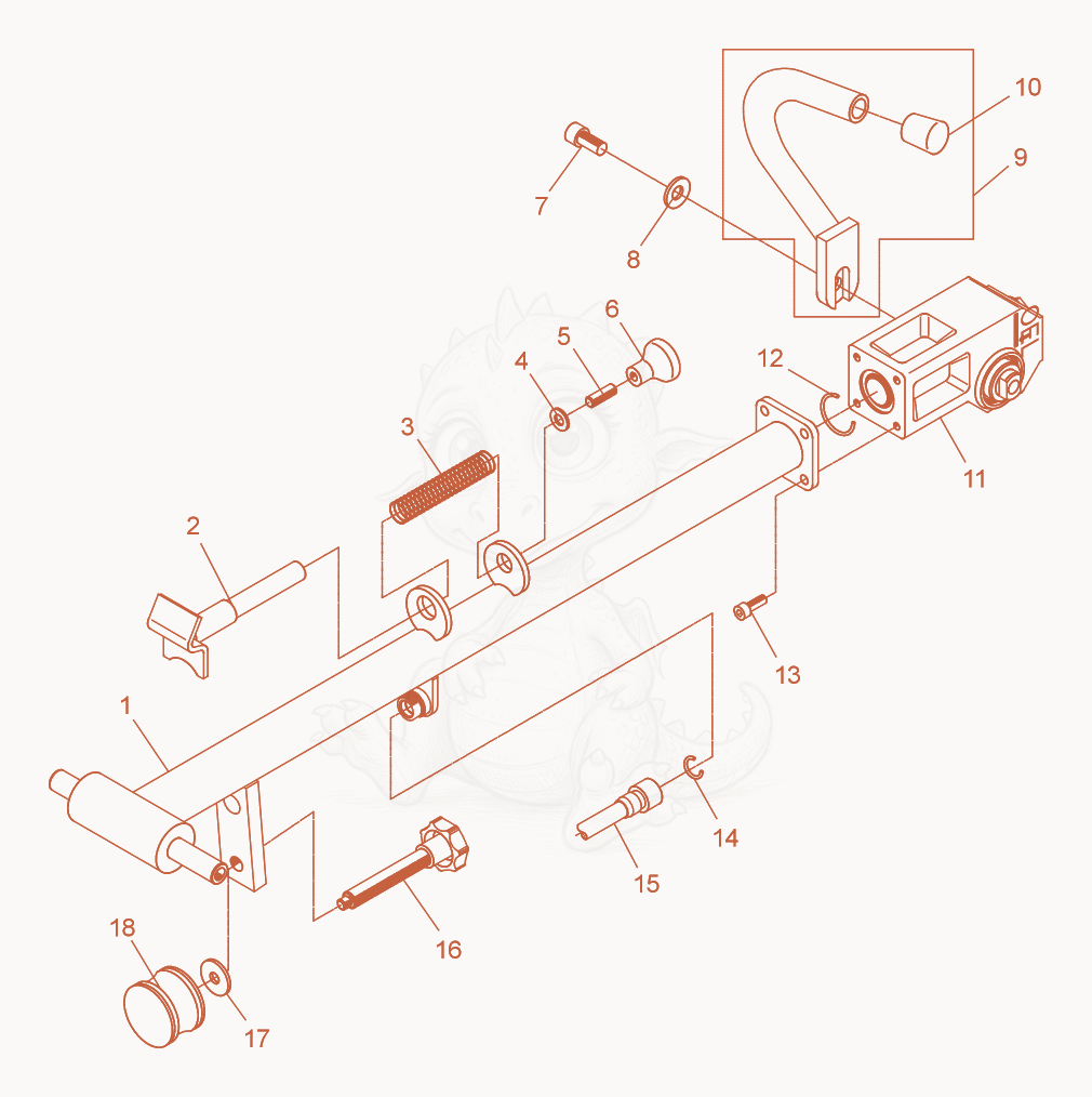 Exploded parts diagram of the Center Pole cpl. of a Wacker Neuson DPU2440H, with numbered balloons