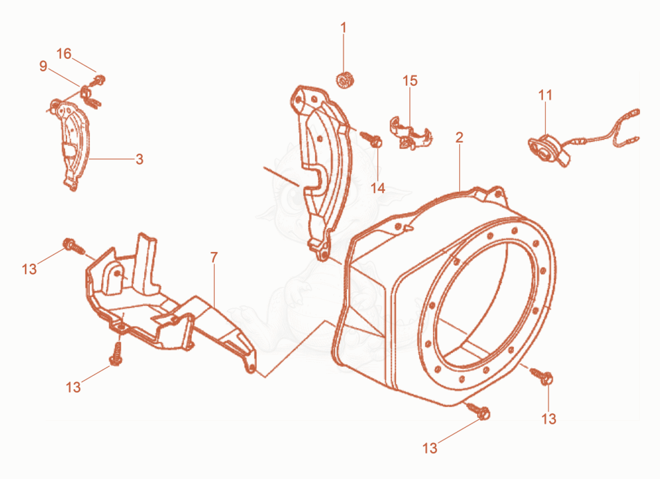 Exploded parts diagram of the Fan hood of a Wacker Neuson VP1030AW, with numbered balloons