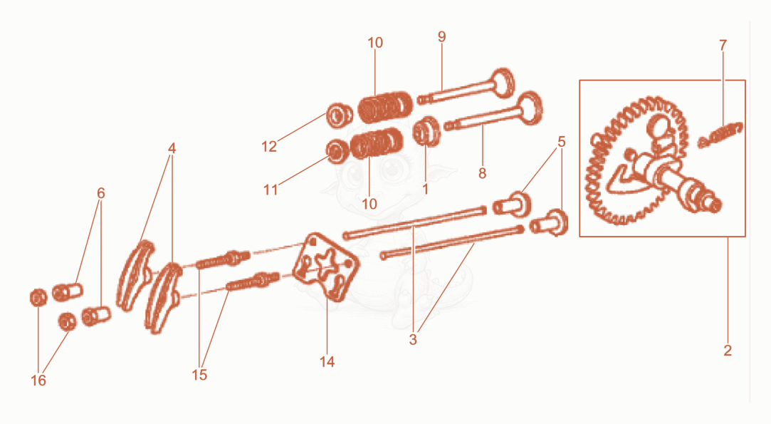 Exploded parts diagram of the Camshaft of a Wacker Neuson GV2500A, with numbered balloons