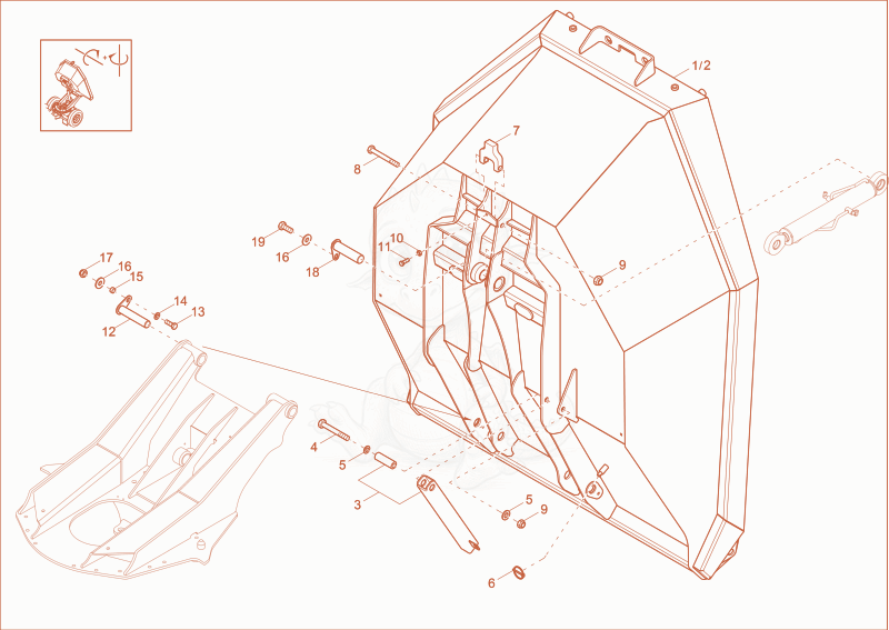 Exploded parts diagram of the skip (option) of a Wacker Neuson DV90, with numbered balloons