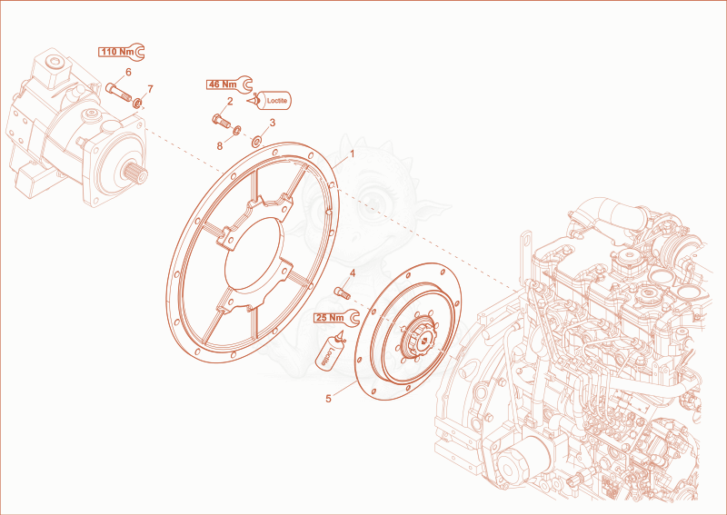 Exploded parts diagram of the HYDRAULIC PUMP DRIVE of a Wacker Neuson EZ80, with numbered balloons