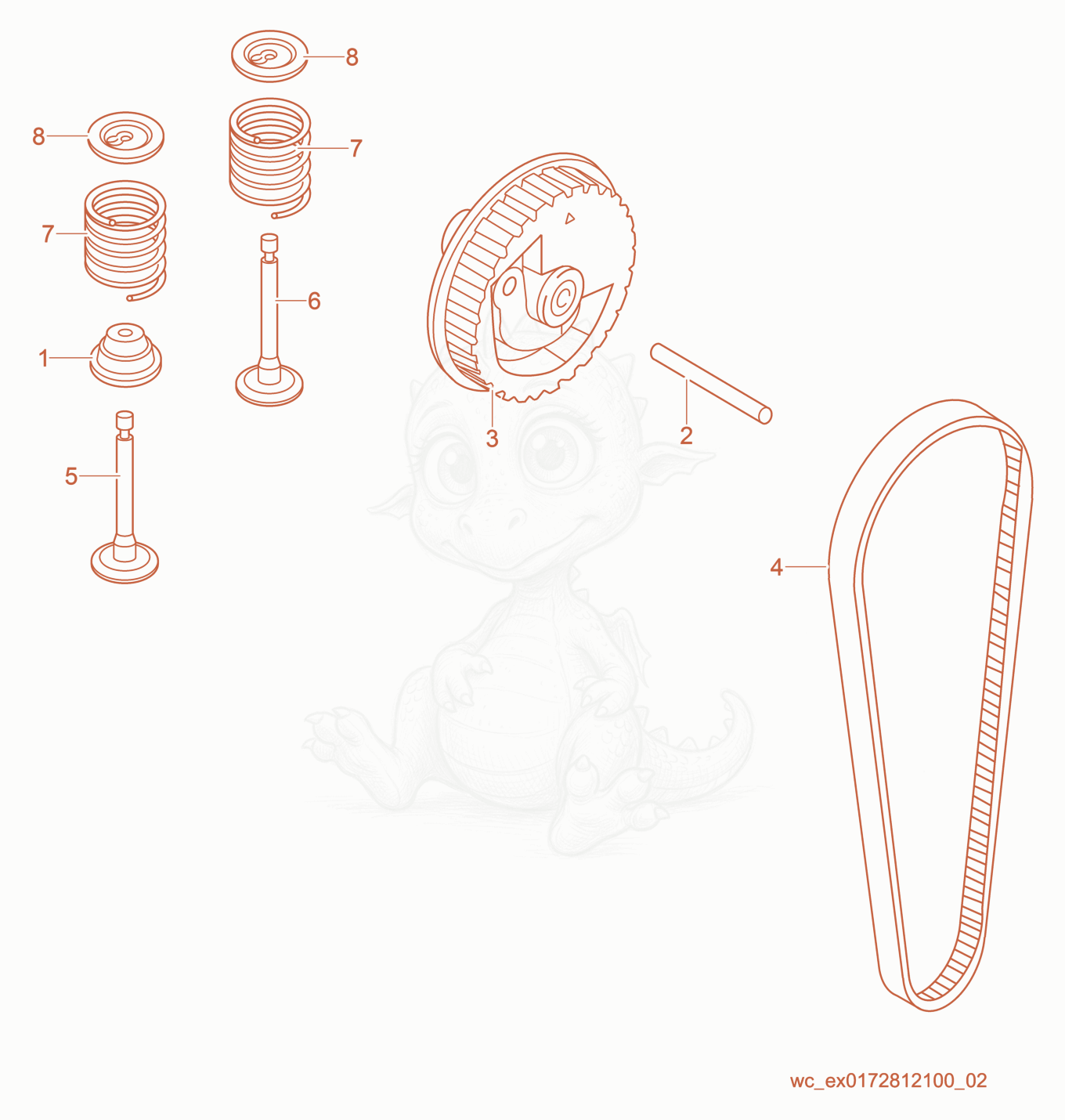 Exploded parts diagram of the Camshaft of a Wacker Neuson PV35A, with numbered balloons