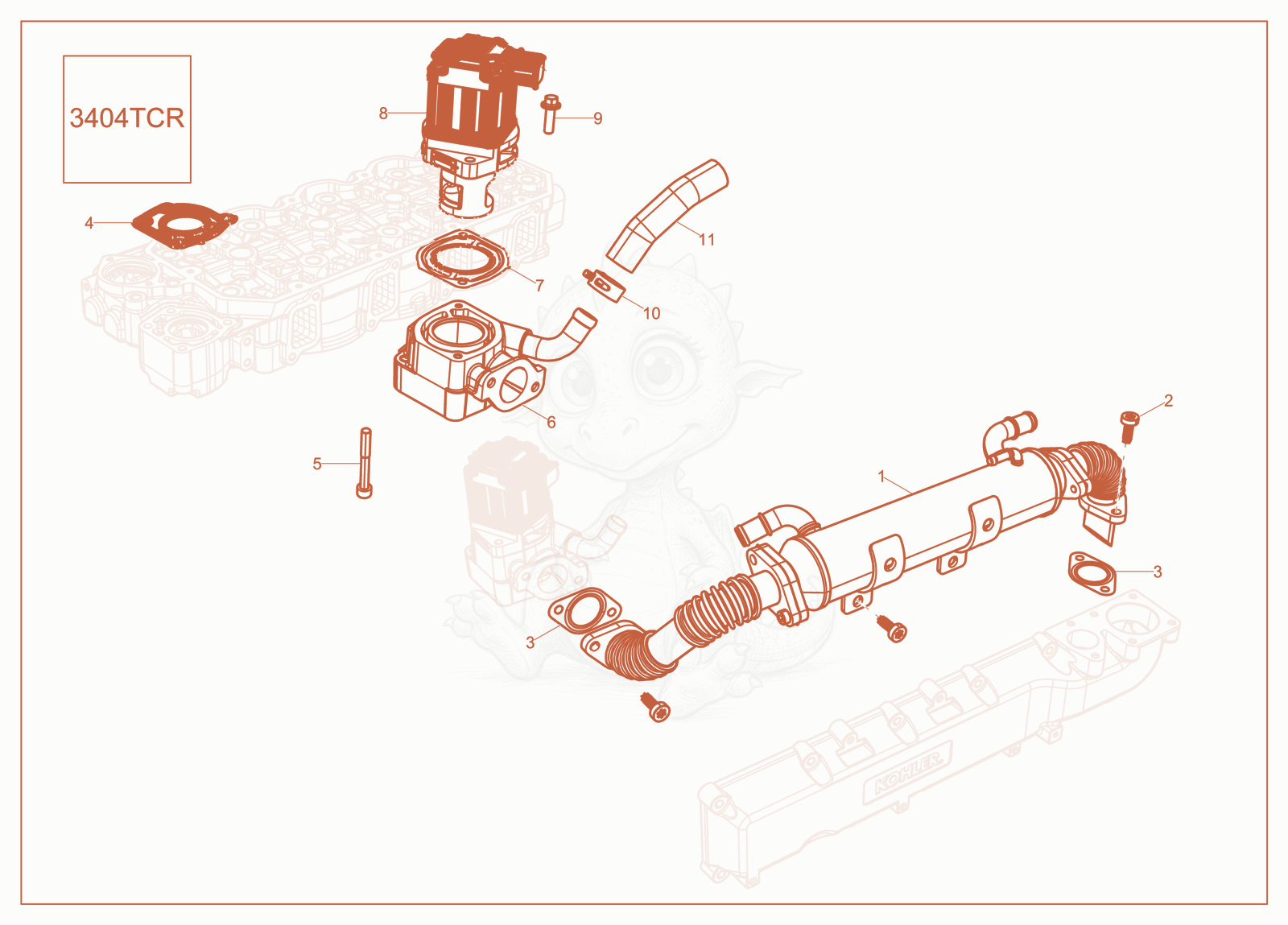Exploded parts diagram of the EGR of a Wacker Neuson ST45, with numbered balloons