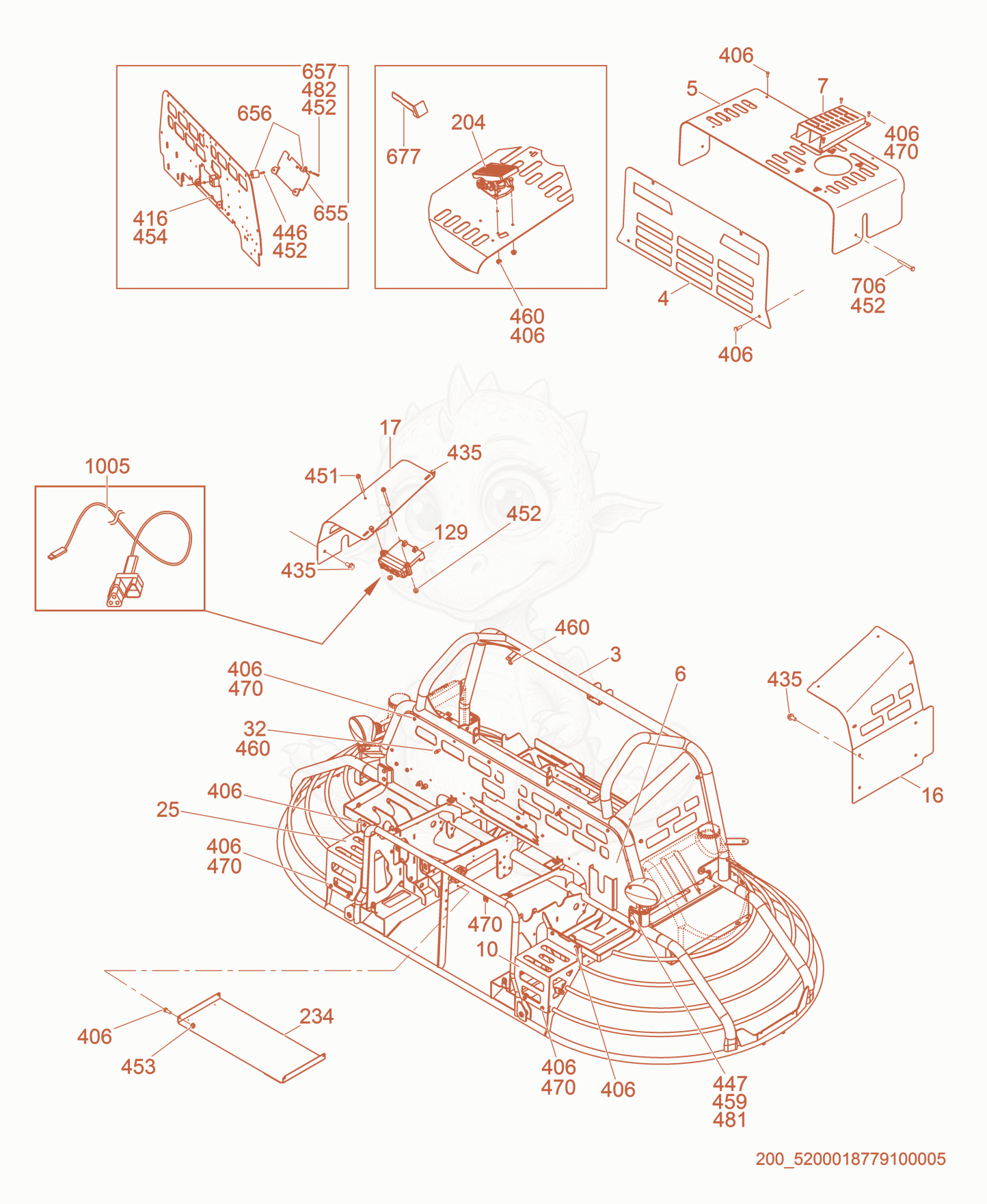 Exploded parts diagram of the Panel cpl. of a Wacker Neuson CRT48-57K-PS, with numbered balloons