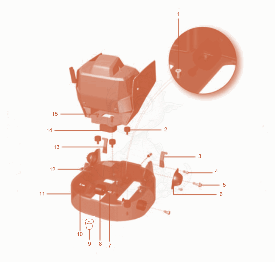Exploded parts diagram of the Upper Mass of a Wacker Neuson ARS90E, with numbered balloons