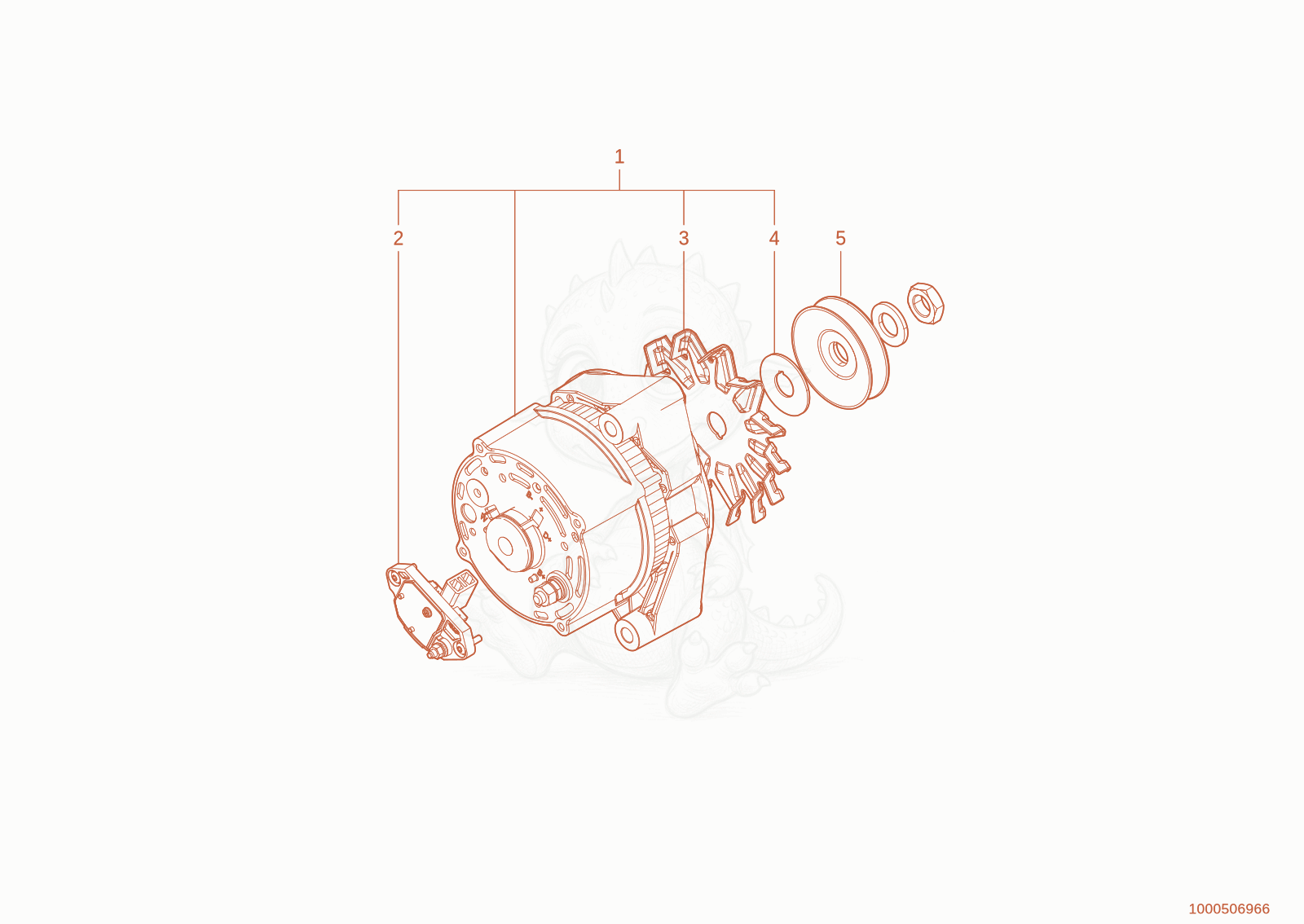 Exploded parts diagram of the generator of a Wacker Neuson TH942(416-29), with numbered balloons