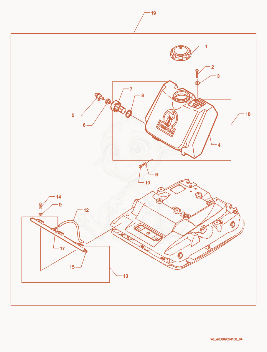 Exploded parts diagram of the Water System Kit of a Wacker Neuson WP1550R, with numbered balloons