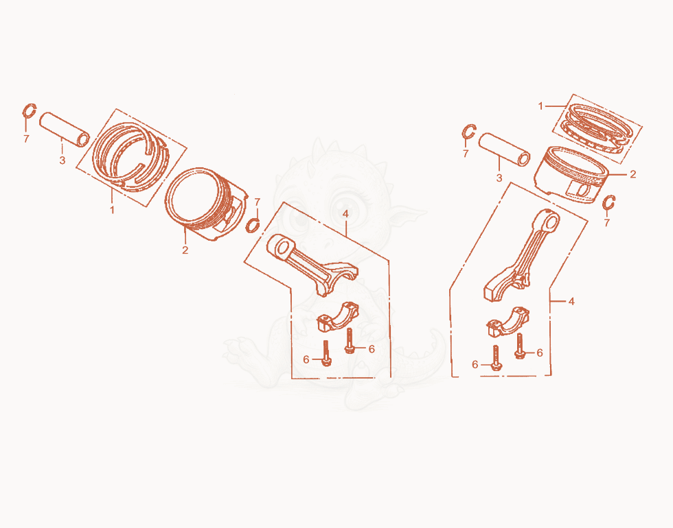 Exploded parts diagram of the Piston/Connecting Rod of a Wacker Neuson GS12AI, with numbered balloons