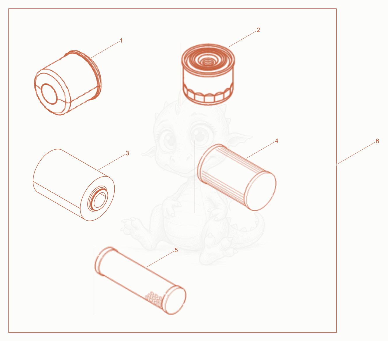 Exploded parts diagram of the Maintenance kit of a Wacker Neuson LTN5YUK, with numbered balloons