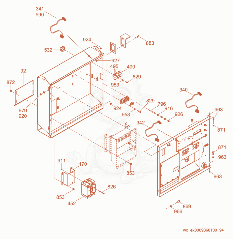Exploded parts diagram of the Control Box cpl. of a Wacker Neuson G25, with numbered balloons