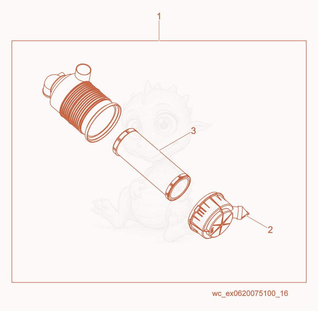 Exploded parts diagram of the Air Filter Assembly of a Wacker Neuson CRT48-34V, with numbered balloons