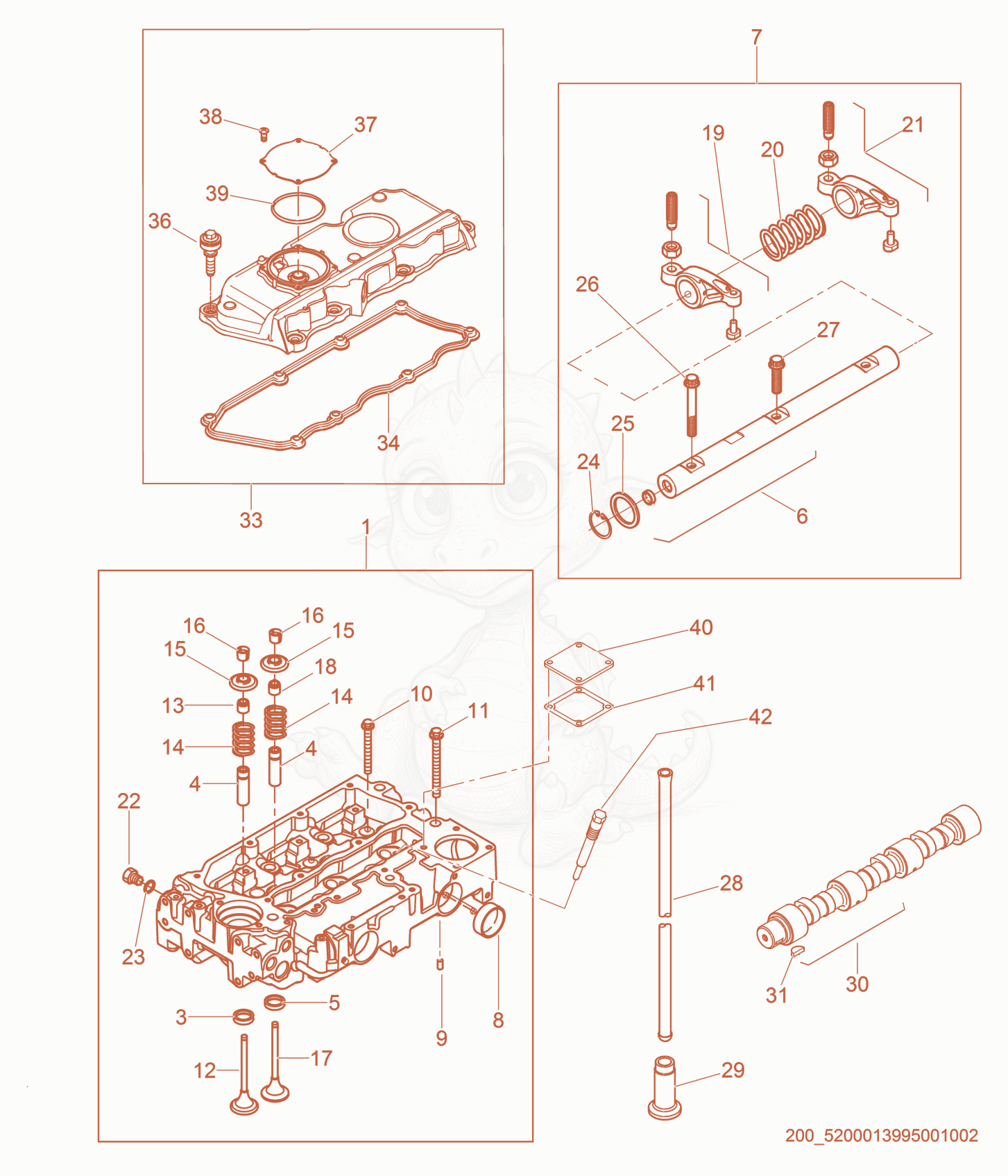 Exploded parts diagram of the Cylinder Cpl. of a Wacker Neuson G40, with numbered balloons
