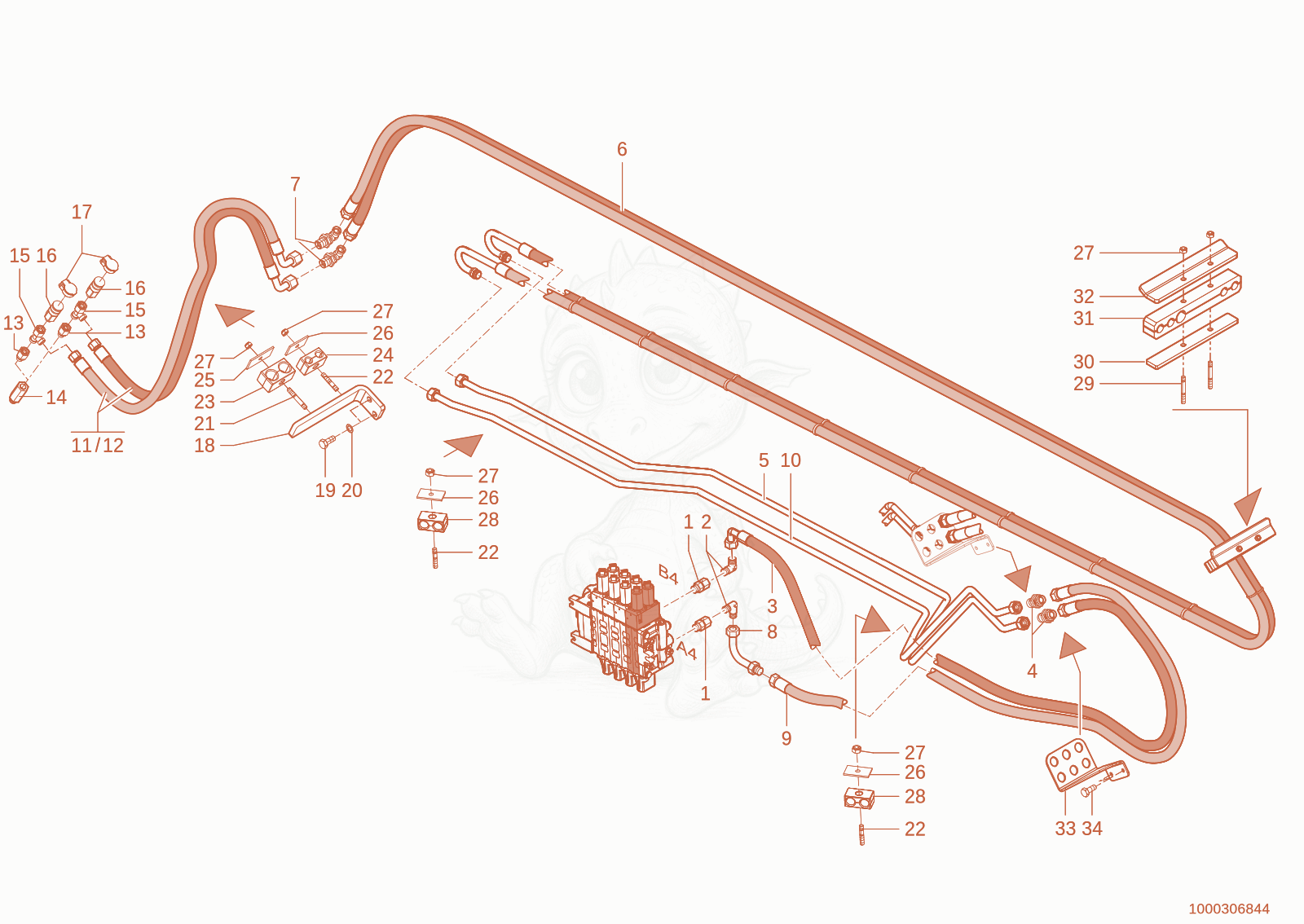 Exploded parts diagram of the 3. Quickhitch facility cycle of a Wacker Neuson TH955(416-06), with numbered balloons