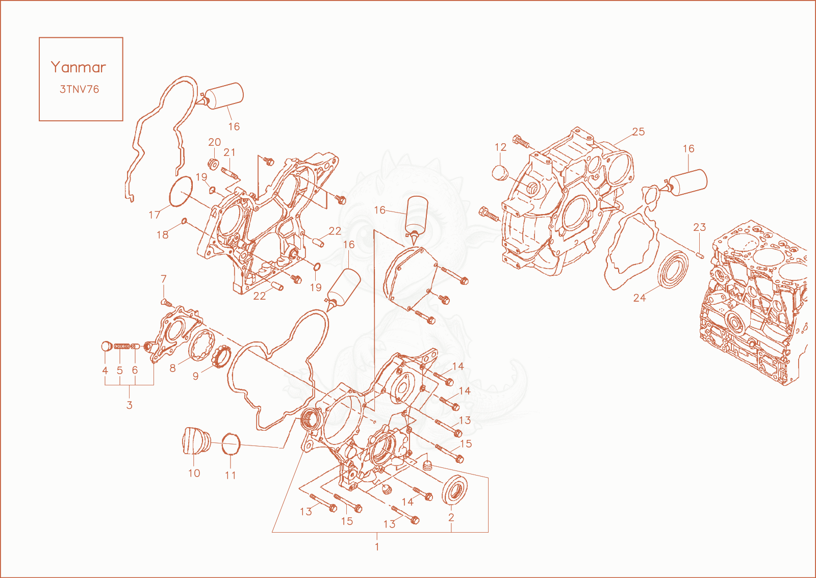 Exploded parts diagram of the SEAL - CRANKSHAFT of a Wacker Neuson ET18, with numbered balloons