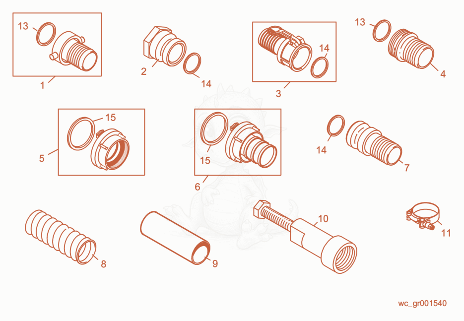 Exploded parts diagram of the Pump Accessories of a Wacker Neuson PS23703, with numbered balloons