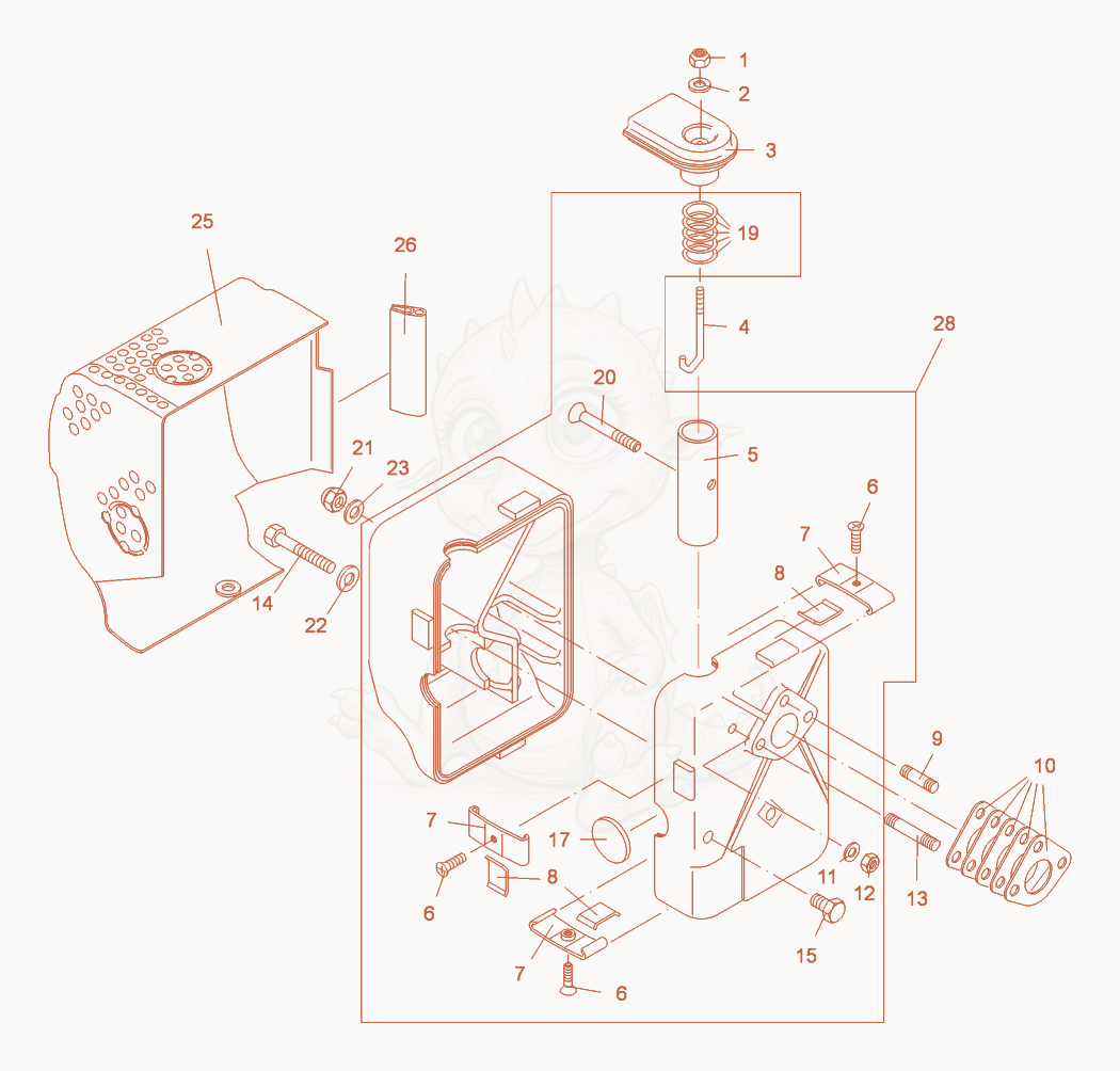 Exploded parts diagram of the Exhaust Silencer of a Wacker Neuson DPU2550H, with numbered balloons