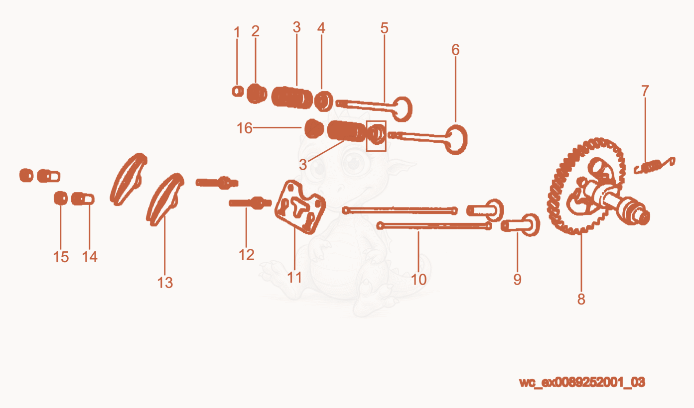 Exploded parts diagram of the Camshaft of a Wacker Neuson GS4.6A, with numbered balloons