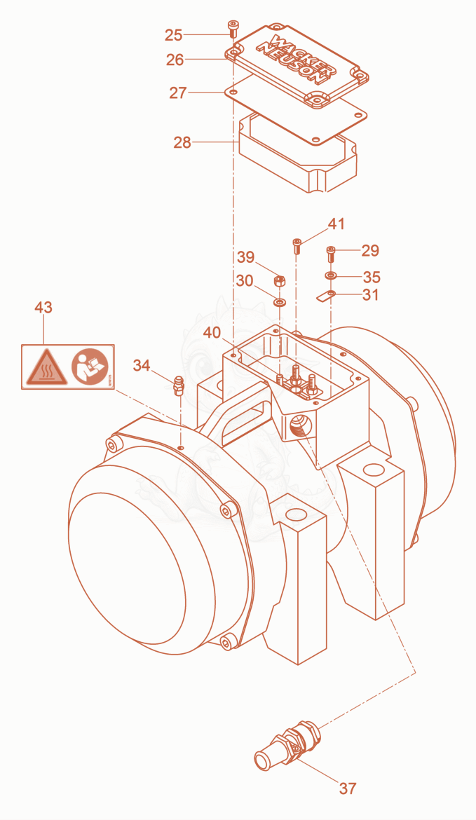 Exploded parts diagram of the External Vibrator cpl. of a Wacker Neuson AR75/3/230V, with numbered balloons