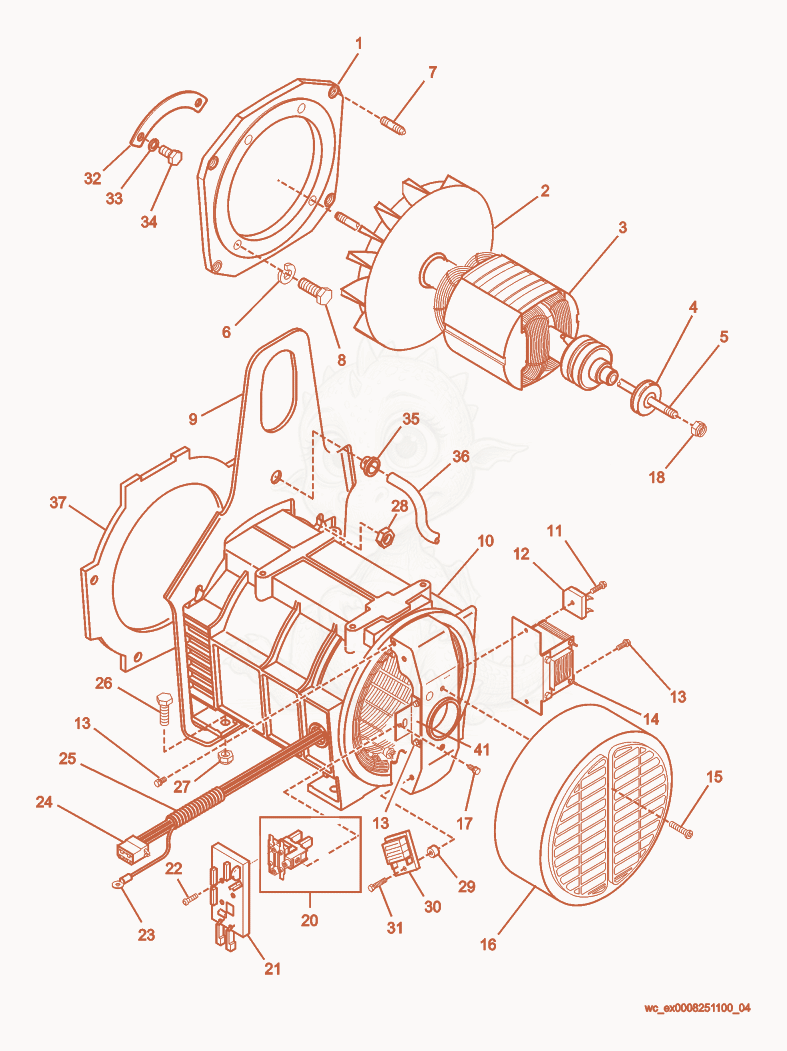 Exploded parts diagram of the Generator Front of a Wacker Neuson G3.3A, with numbered balloons