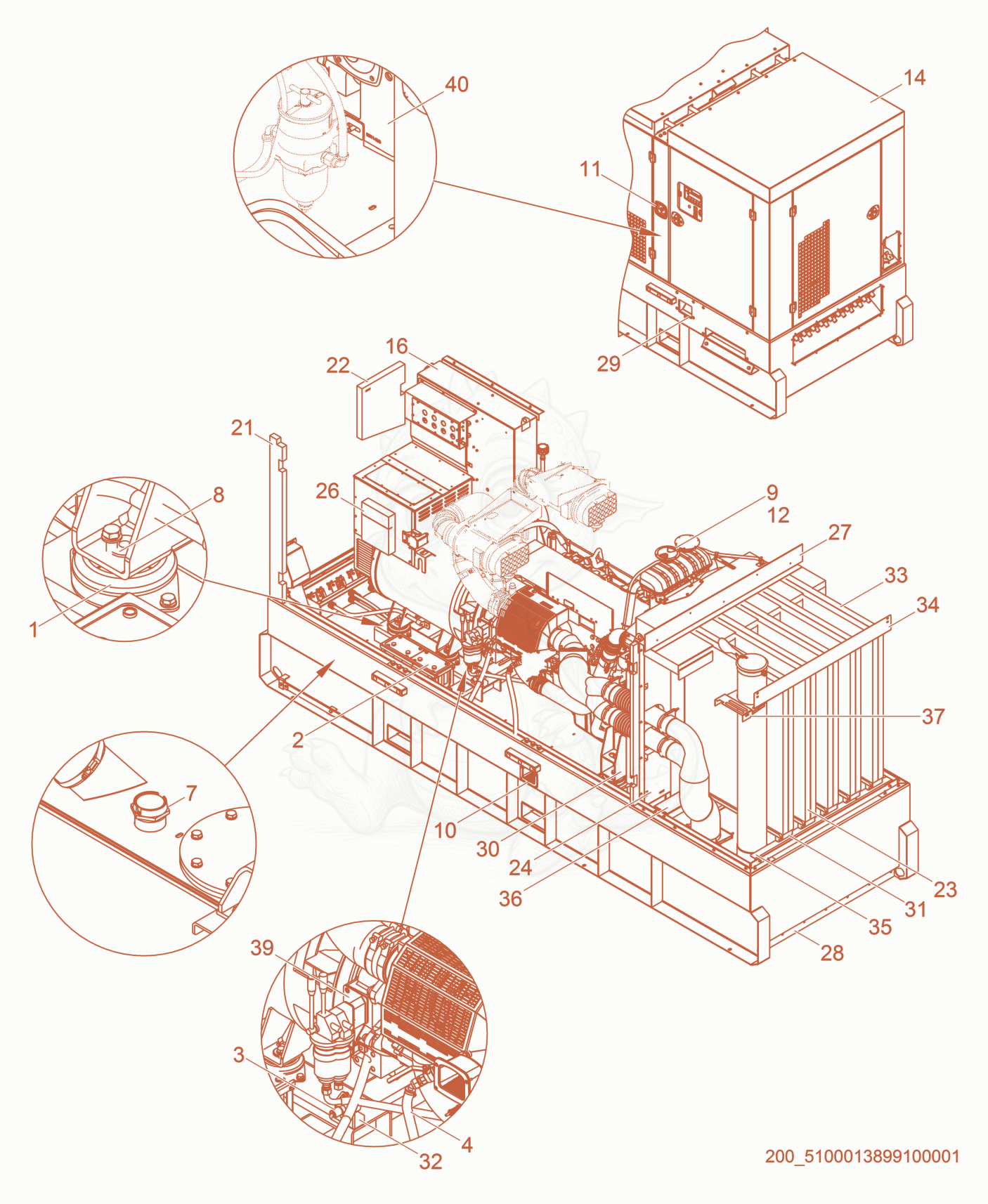 Exploded parts diagram of the Machine cpl. of a Wacker Neuson G625, with numbered balloons