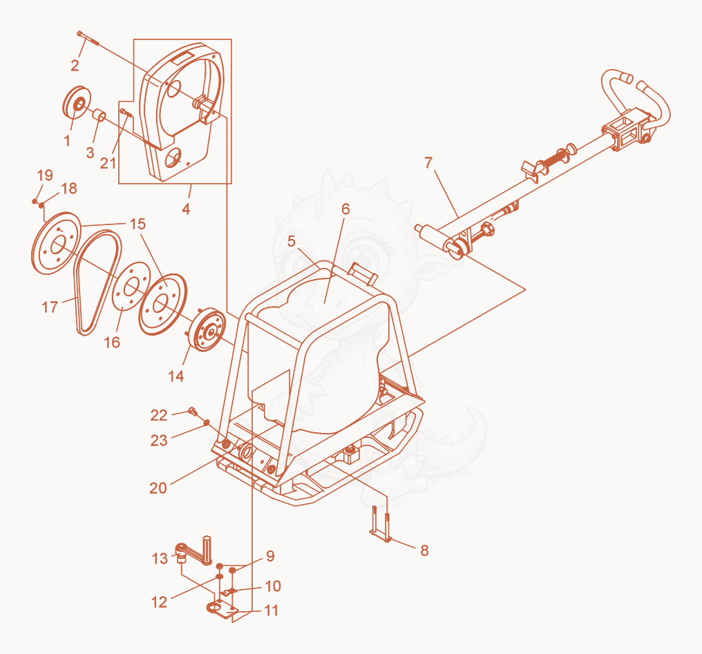 Despiece del Vibratory Plate cpl. de una máquina Wacker Neuson DPU2450F, con globos numerados