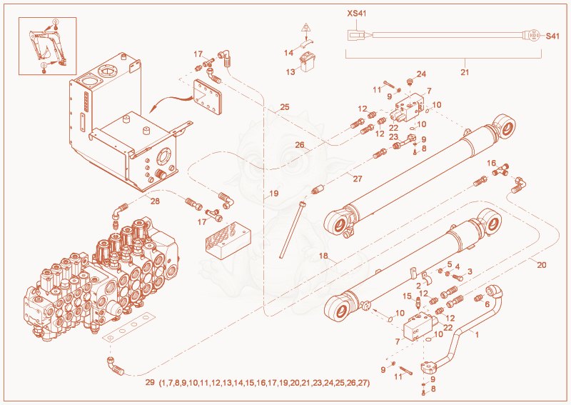 Exploded parts diagram of the STALLING LOAD - WARNING DEVICE F OPTION of a Wacker Neuson 9503, with numbered balloons