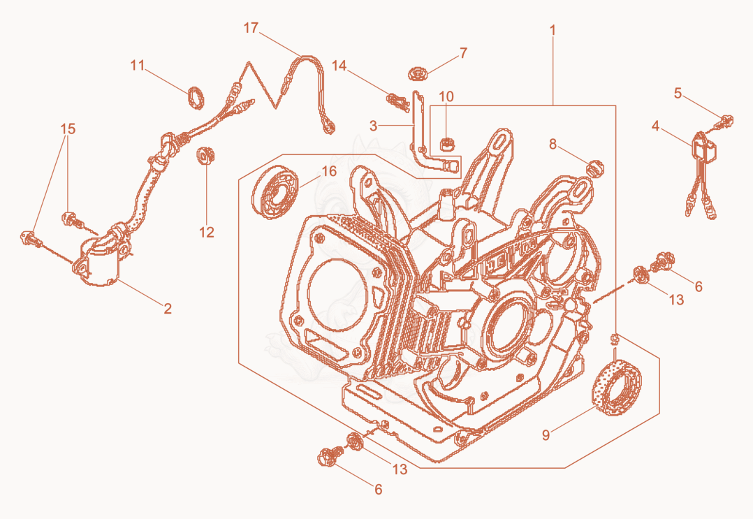 Exploded parts diagram of the Cylinder housing of a Wacker Neuson BPU5045A, with numbered balloons