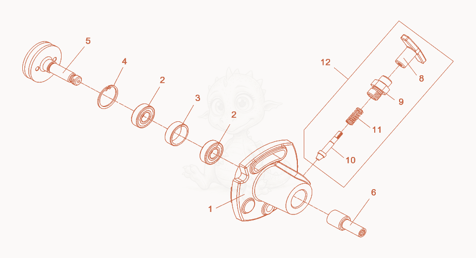 Exploded parts diagram of the Hub cpl. of a Wacker Neuson A5000, with numbered balloons