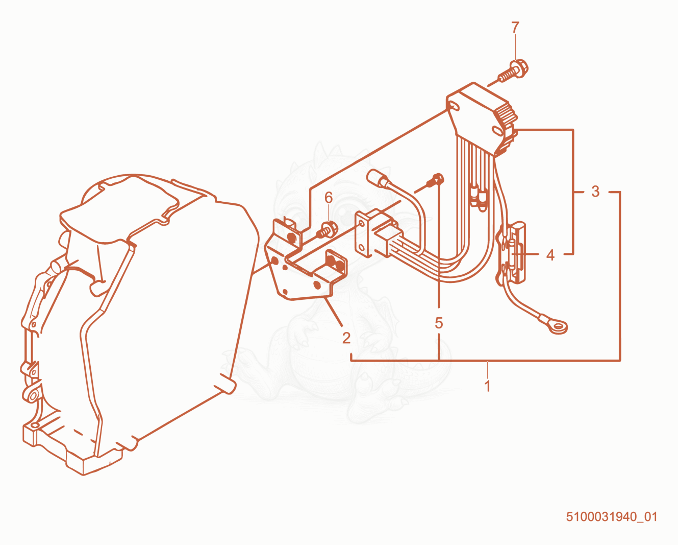 Exploded parts diagram of the Electrical of a Wacker Neuson RD7YE, with numbered balloons