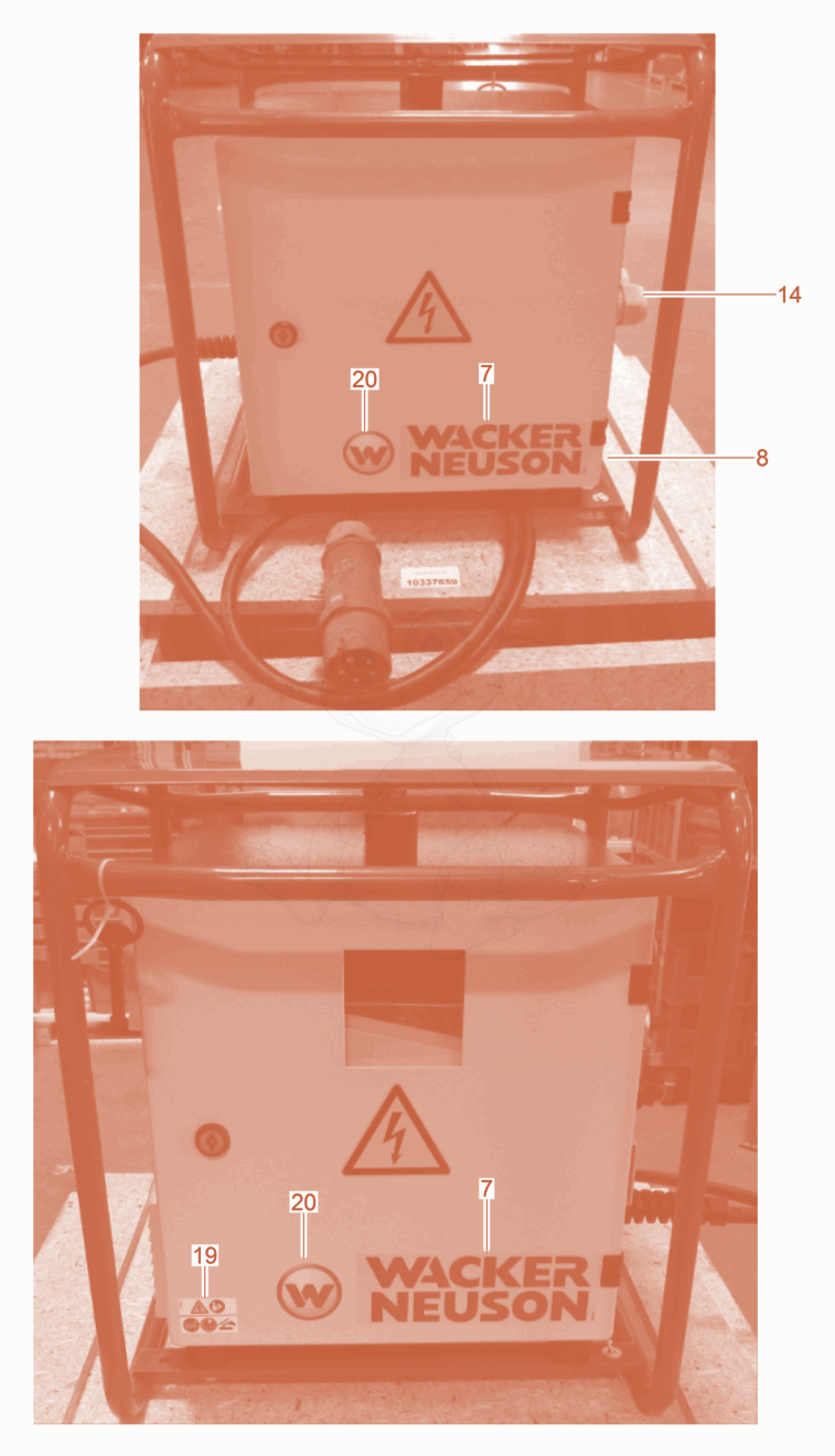 Exploded parts diagram of the Frequency Converters of a Wacker Neuson FUE10/042/200, with numbered balloons