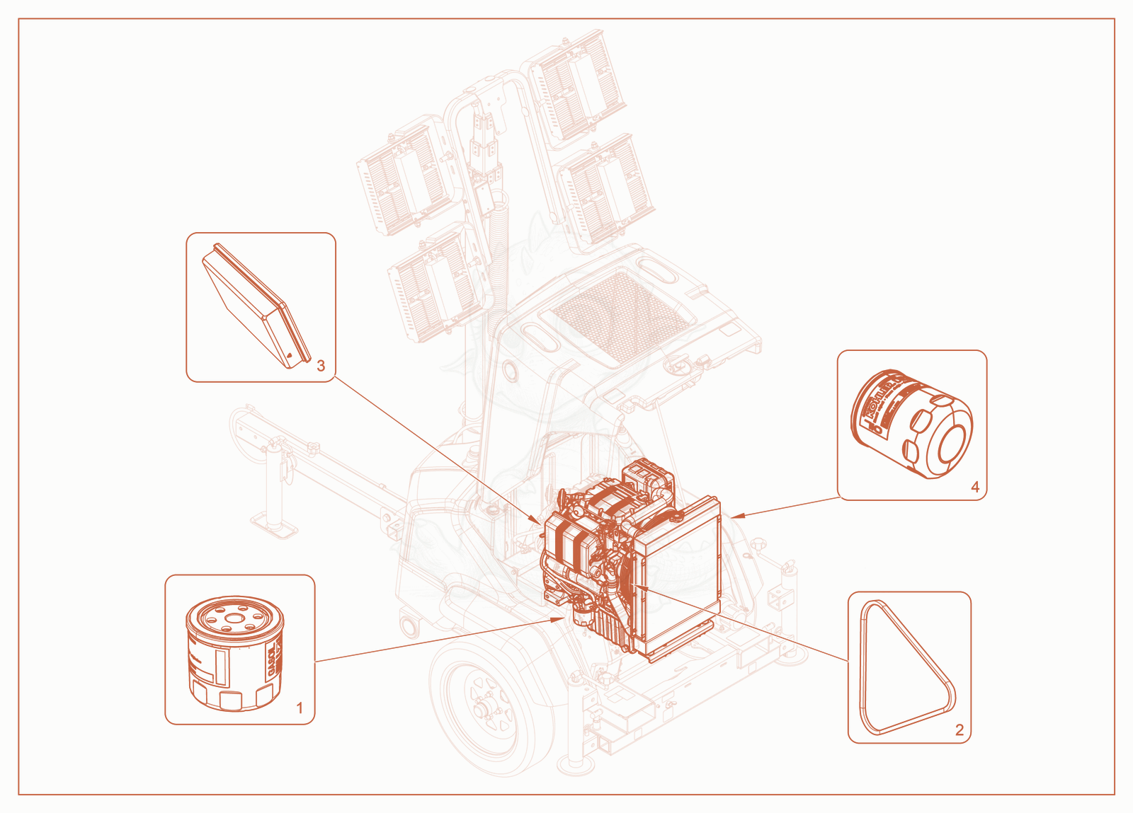 Exploded parts diagram of the Maintenance Items of a Wacker Neuson LTT4, with numbered balloons
