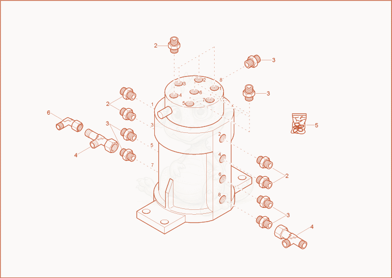 Exploded parts diagram of the turning joint of a Wacker Neuson 1403RD, with numbered balloons