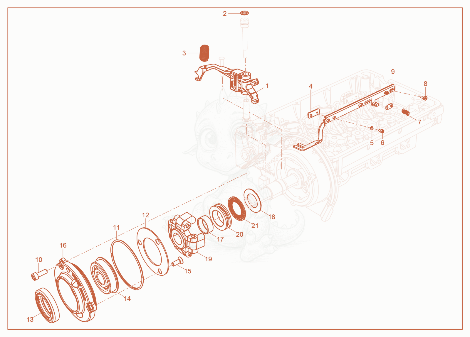 Exploded parts diagram of the Speed Governor of a Wacker Neuson LTC4, with numbered balloons