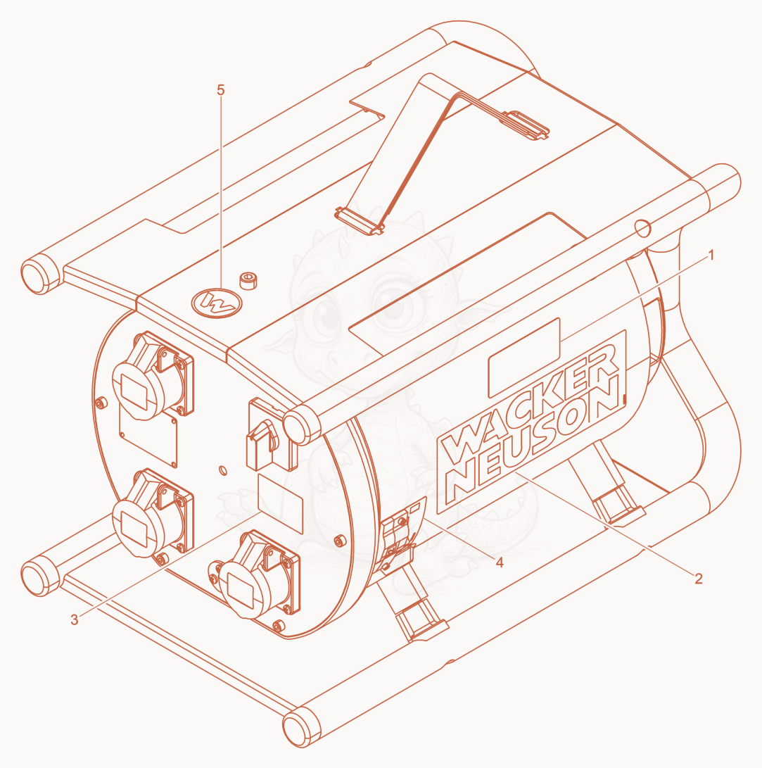 Exploded parts diagram of the Labels of a Wacker Neuson FUE6/042/200SC, with numbered balloons