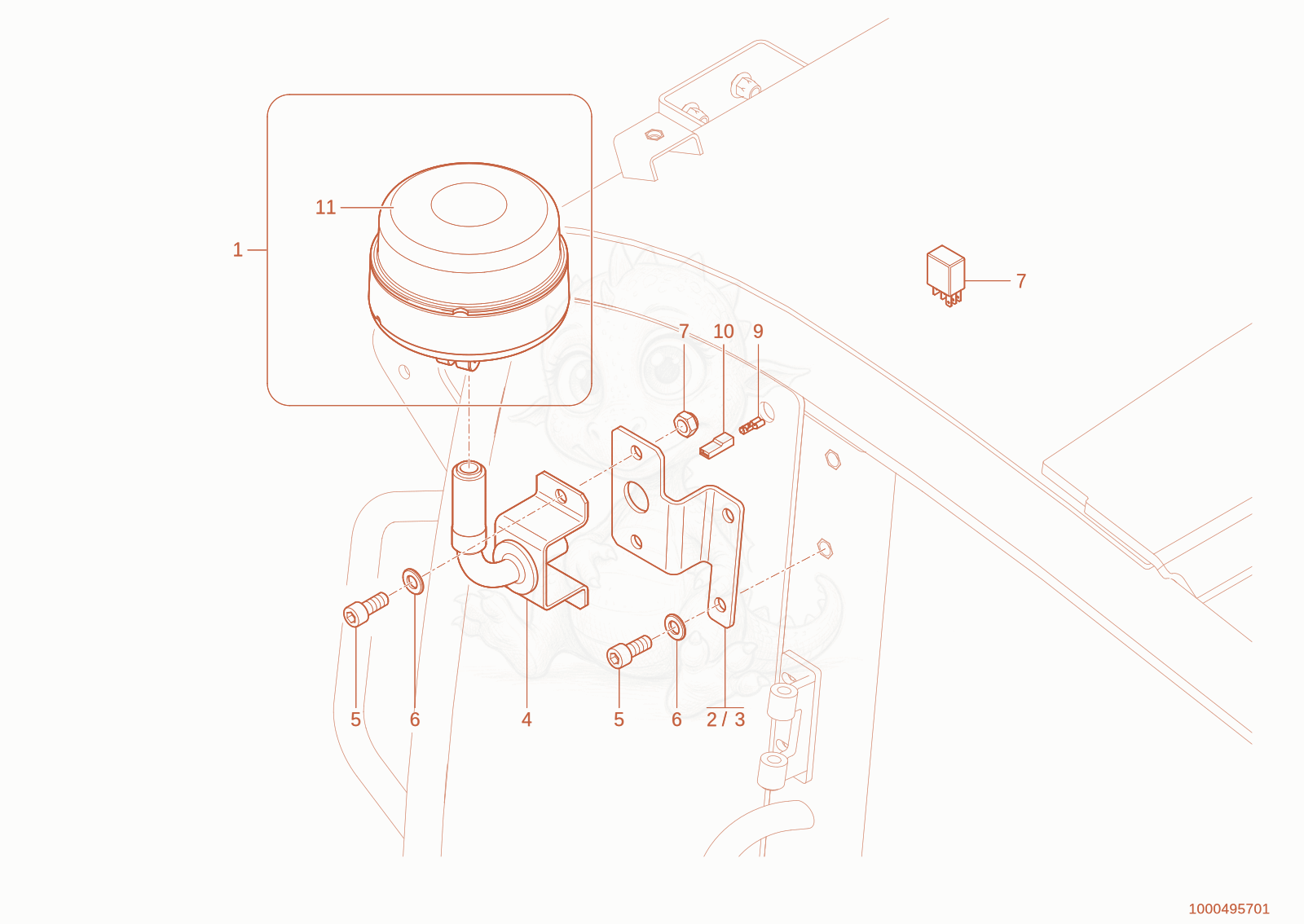 Exploded parts diagram of the rotating beacon of a Wacker Neuson WL110(WRL90-05), with numbered balloons